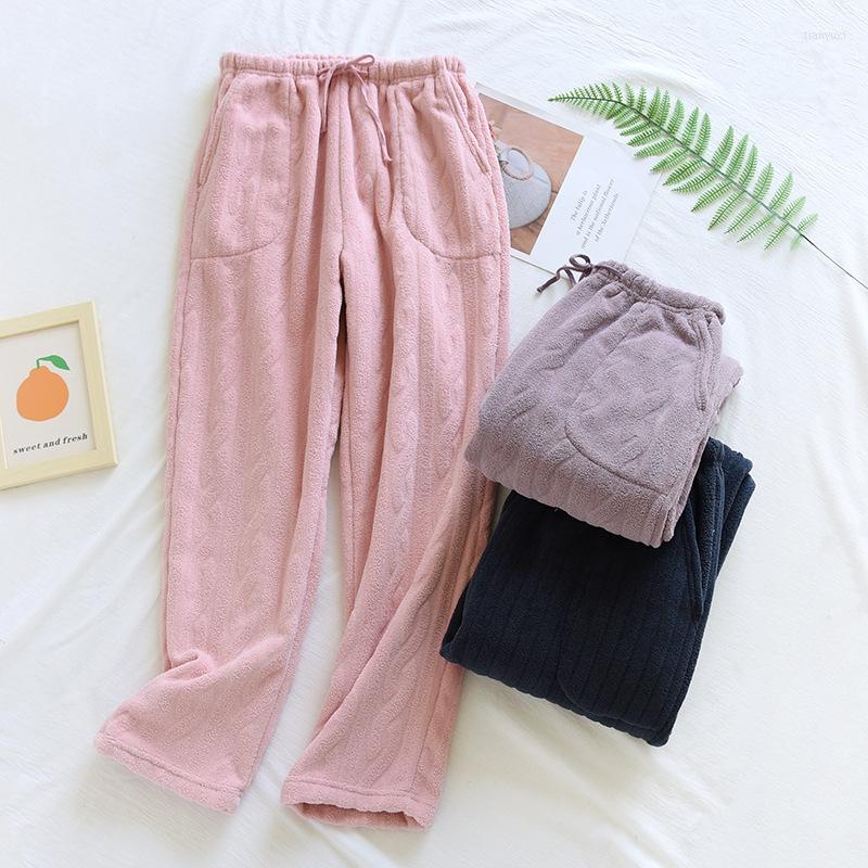 

Women's Sleepwear Women Men Winter Velvet Long Home Pants Couple Thick Warm Lounge Wear Female Plus Size Loose Pajama Mens Flannel Nightwear, Women pink