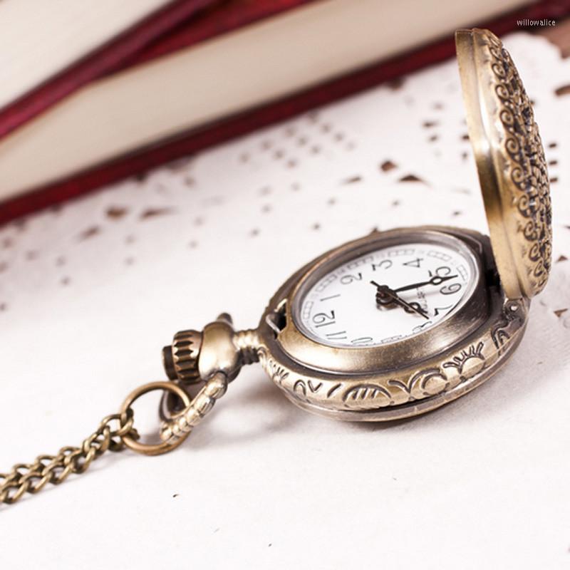 

Pocket Watches I0 Unisex Women Men Watch Fashion Vintage Retro Bronze Quartz Pendant Chain Necklace Wholesale