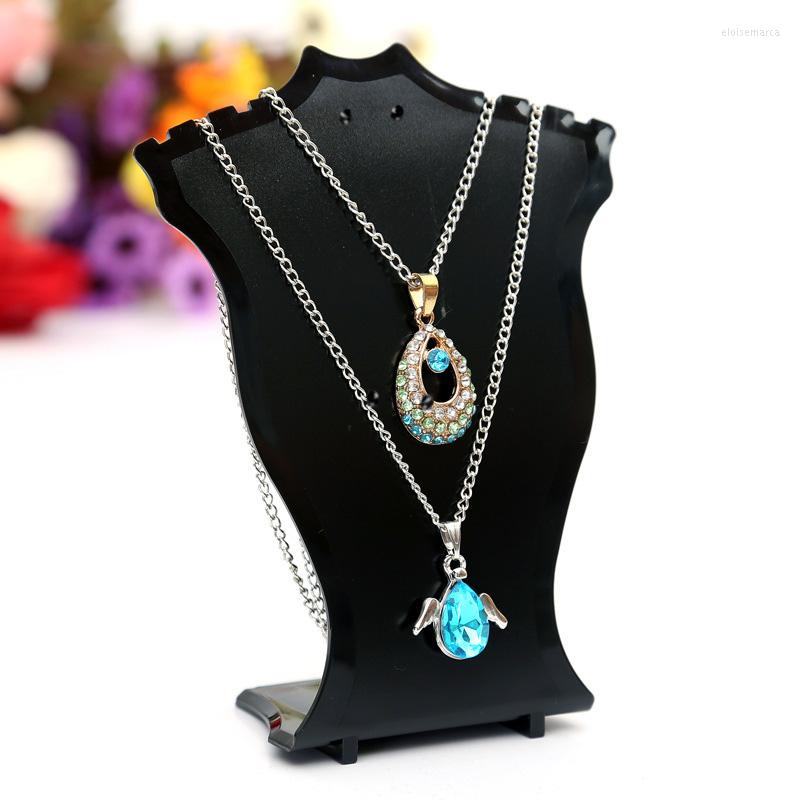 

Jewelry Pouches 6Pcs Plastic Pendant Necklace Chain Earrings Bracelet Storage Rack Display Stand Black