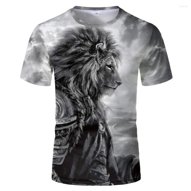 

Men's T Shirts Animal Shirt Men Women 3D Lion Armor T-shirt Street Black 2022 Short Sleeve Brand Clothing, T01068
