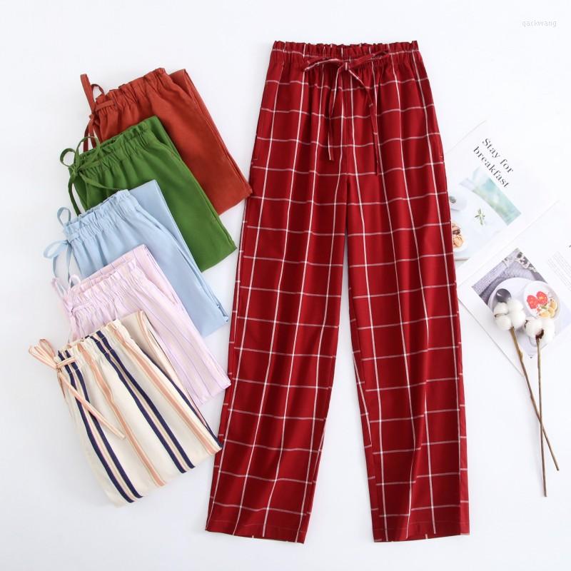 

Women' Sleepwear 2022 Spring Autumn Women Cotton Sleep Bottoms Female Night Trousers Ladies Casual Plaid Lounge Pants Plus Size Home