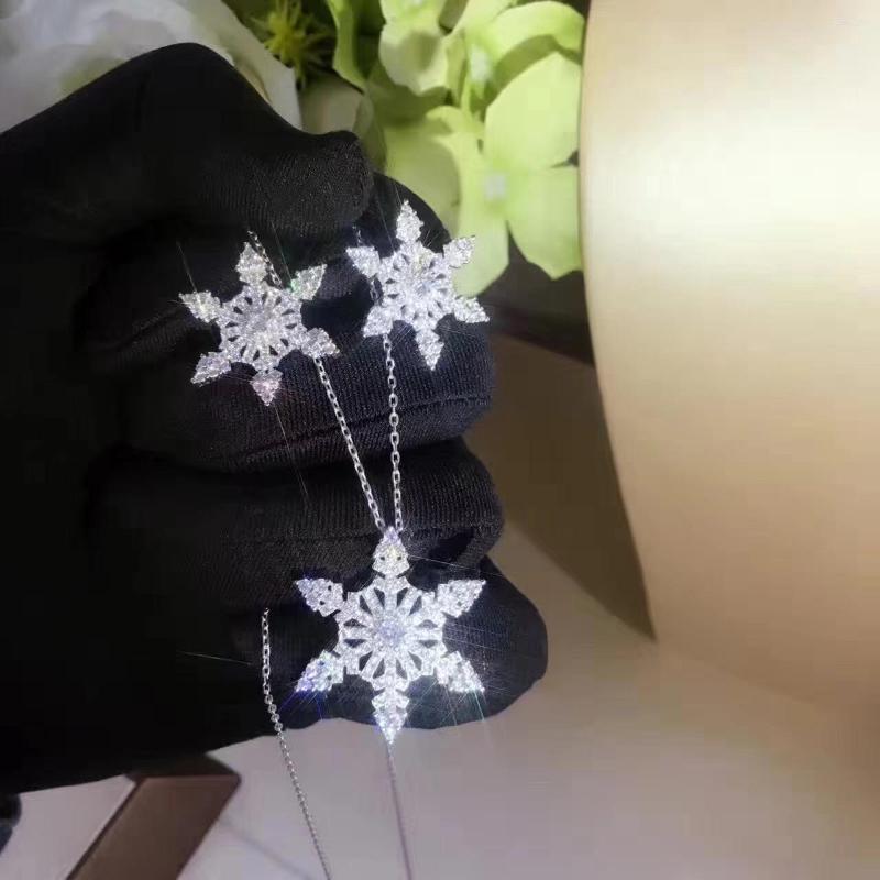 

Necklace Earrings Set TSHOU101 925 Sterling Silver Romantic Snowflake Gift For Girl, Picture shown