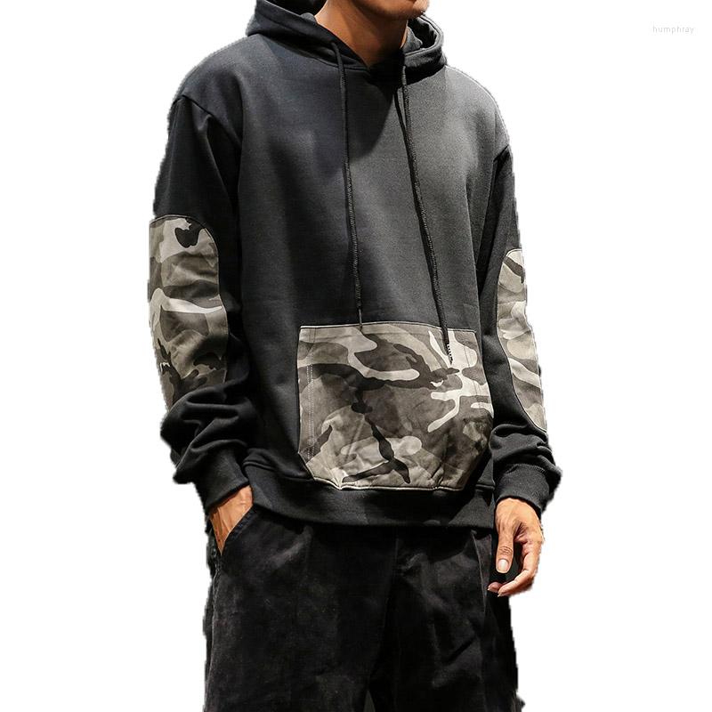 

Men's Hoodies Men Hoodie Personality Pleated Raglan Sleeves Camo Hooded Sweatshirt Fashion Casual Pullover Hoody Moletom 5XL, Black