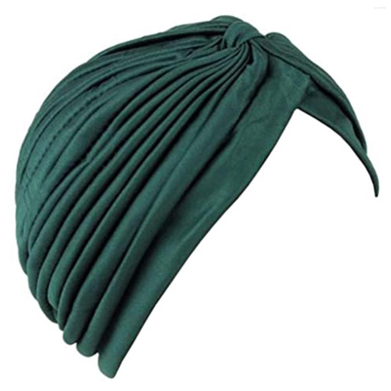 

Beanies Women Baotou Hat Folds Solid Color Tie Turban Headband Cap Girls Autumn Classic All-match Chemo  #W5
