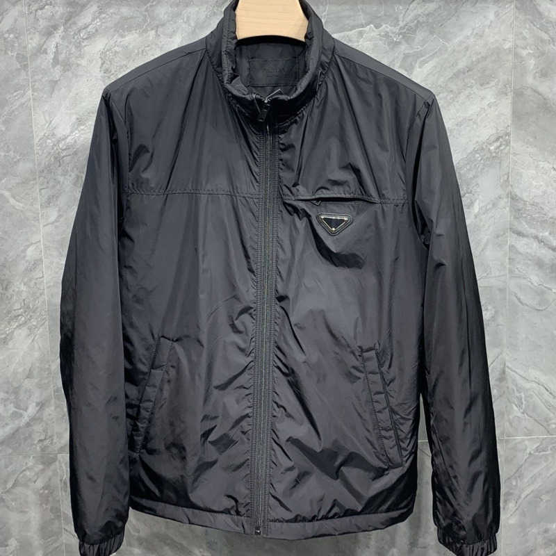 

Plus size men down jacket nylon waterproof windbreaker pd triangle embroidered parka business casual coats mens jackets winter Thin Down coat 4xl 5xl, Black