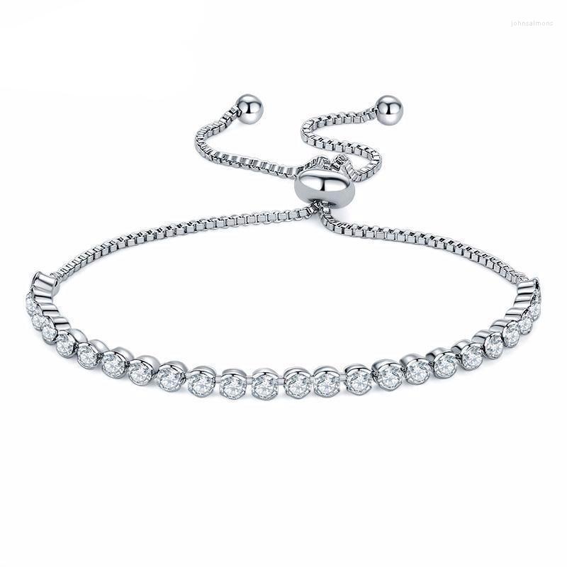

Link Bracelets Sparkling Tennis Strand & Bangles Women Romantic Silver Bracelet Femme Luxury Party Jewelry Buy B161