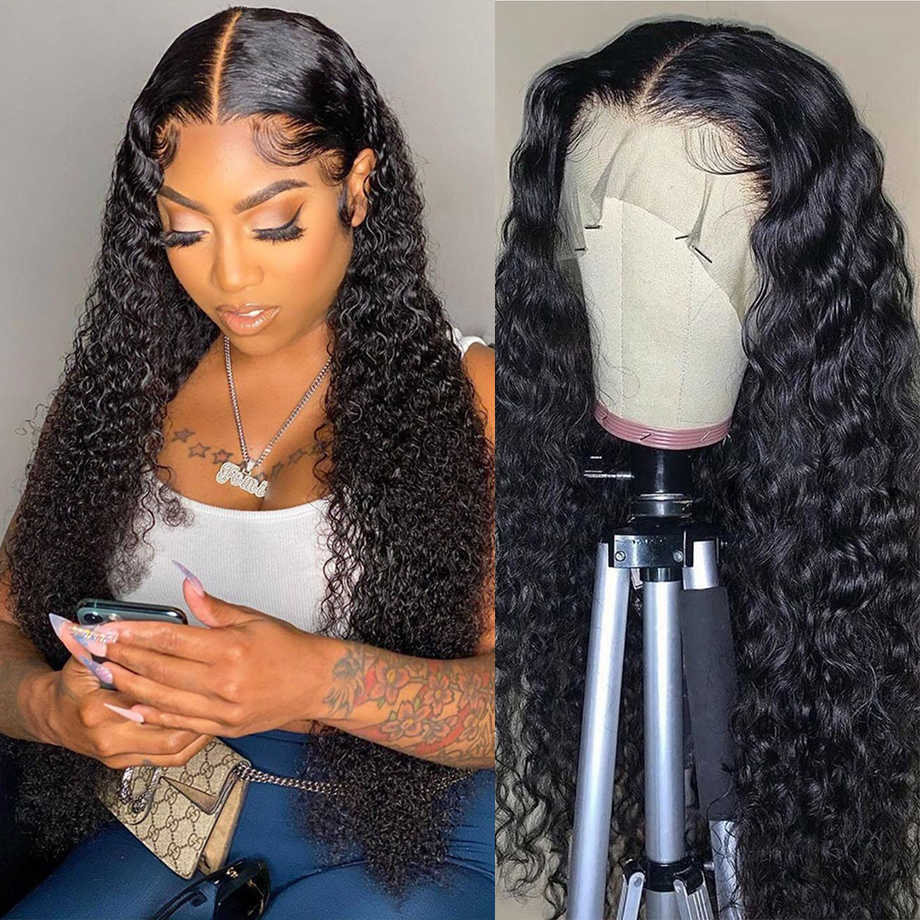 

Fashion Lace Wigs 30 40 Inch Curly Front Human Hair for Women Fulll Pre Plucked 13x4 Hd Frontal Brazilian Short Bob Deep Water Wave Wig 221212, Ombre color