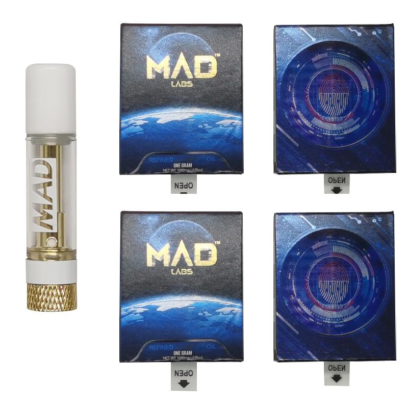 

Newest Mad Labs Atomizers Vape Cartridges Packaging 0.8ml White Gold Ceramic Cartridge Carts Empty Thick Oil Dab Pen Wax Vaporizer 510 Thread E Cigarettes