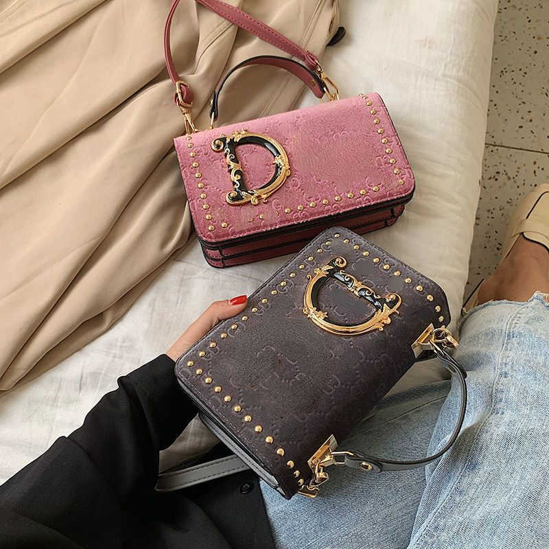 

designer handbag ladies shoulder Messenger bag fashion multi-layer square bags rivets luxury crossbody wallet, Black