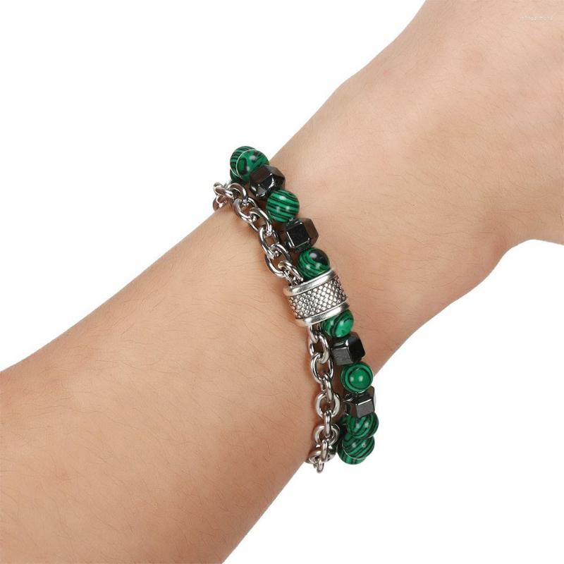 

Link Bracelets Stress Relief Jewelry Bangles Hip Hop Malachite Bracelet 8mm Beads Chain Tigers Eye Wristband Obsidians