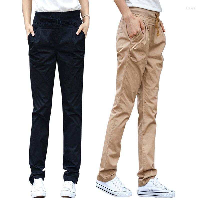 

Women' Pants 2022 Spring Summer Cotton Women Solid Color Casual Ankle-length Pant Woman Elastic High Waist Loose Trousers 4XL E134, Kaqi