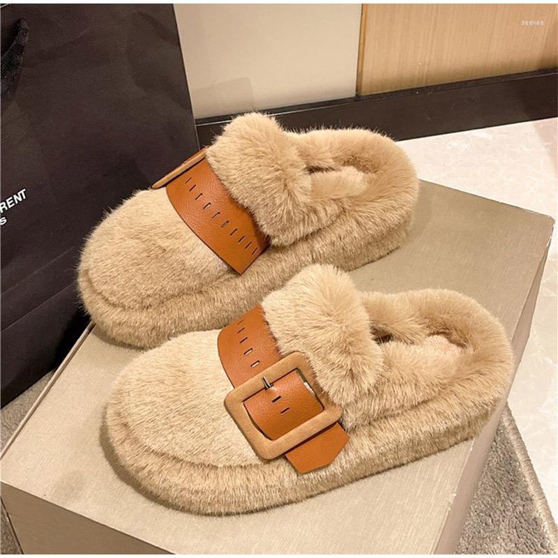 

Slippers Fashion Ladies Plush Warm Keeping High-Quality Cotton Shoes Indoor Flat Bottom Females Comfy Non-Slip, Black