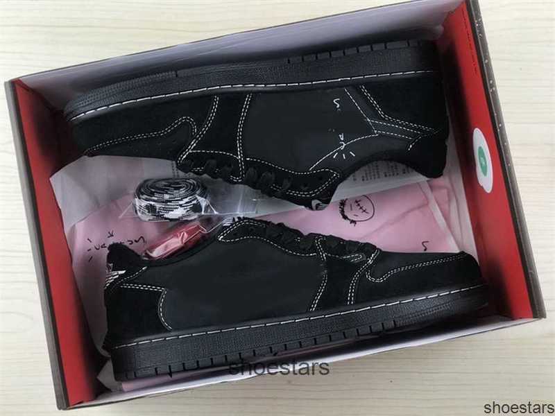 

Authentic Fragment 1 Travis Scotts Outdoor Basketball Shoes Low 1s Cactus Jack Black Phantom Sport Sneakers, #4