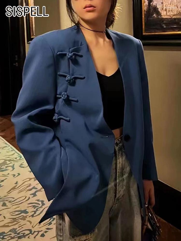 

Women's Suits SISPELL Designer Blazers For Women Notched Collar Long Sleeve Minimalist Oversized Jackets Female Clothing Korean Fashion 2022, Blue