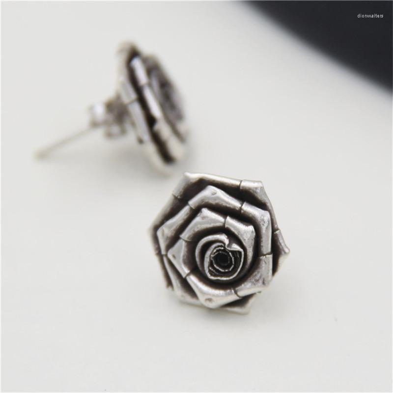 

Stud Earrings JINSE Elegant Sterling Silver Women Pretty Rose Flower S925 13 14mm4 WTS008