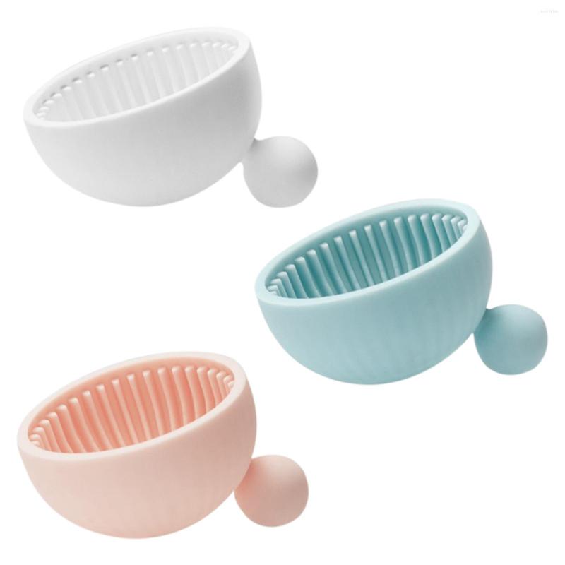 

Makeup Brushes Brush Silicone Scrubbing Tray Cleaning Plate Washable Mat Cute Bowl