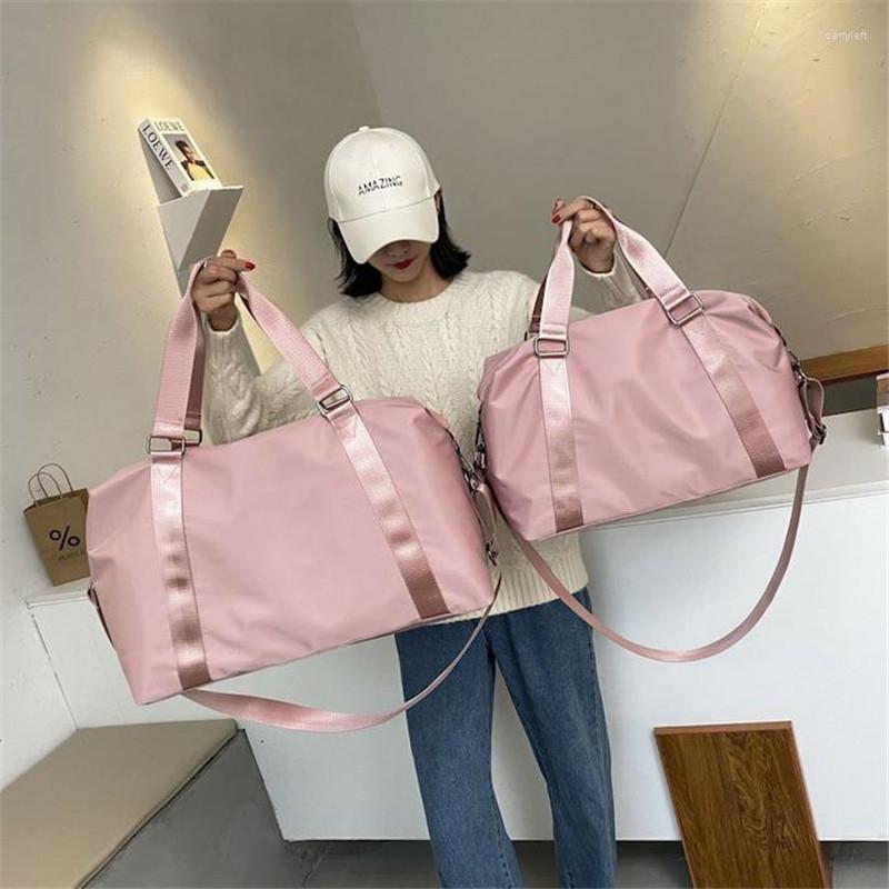 

Duffel Bags Fashion Large Travel Bag Pink Women Cabin Tote Handbag Nylon Waterproof Shoulder Weekend Gym Female 30, Black s