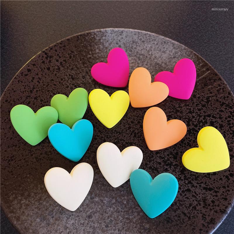 

Backs Earrings Cute Candy Colors Heart Statement Clip On For Women Girls Fashion Minimalist Non Pierced Ear Clips Big Earring Jewelry
