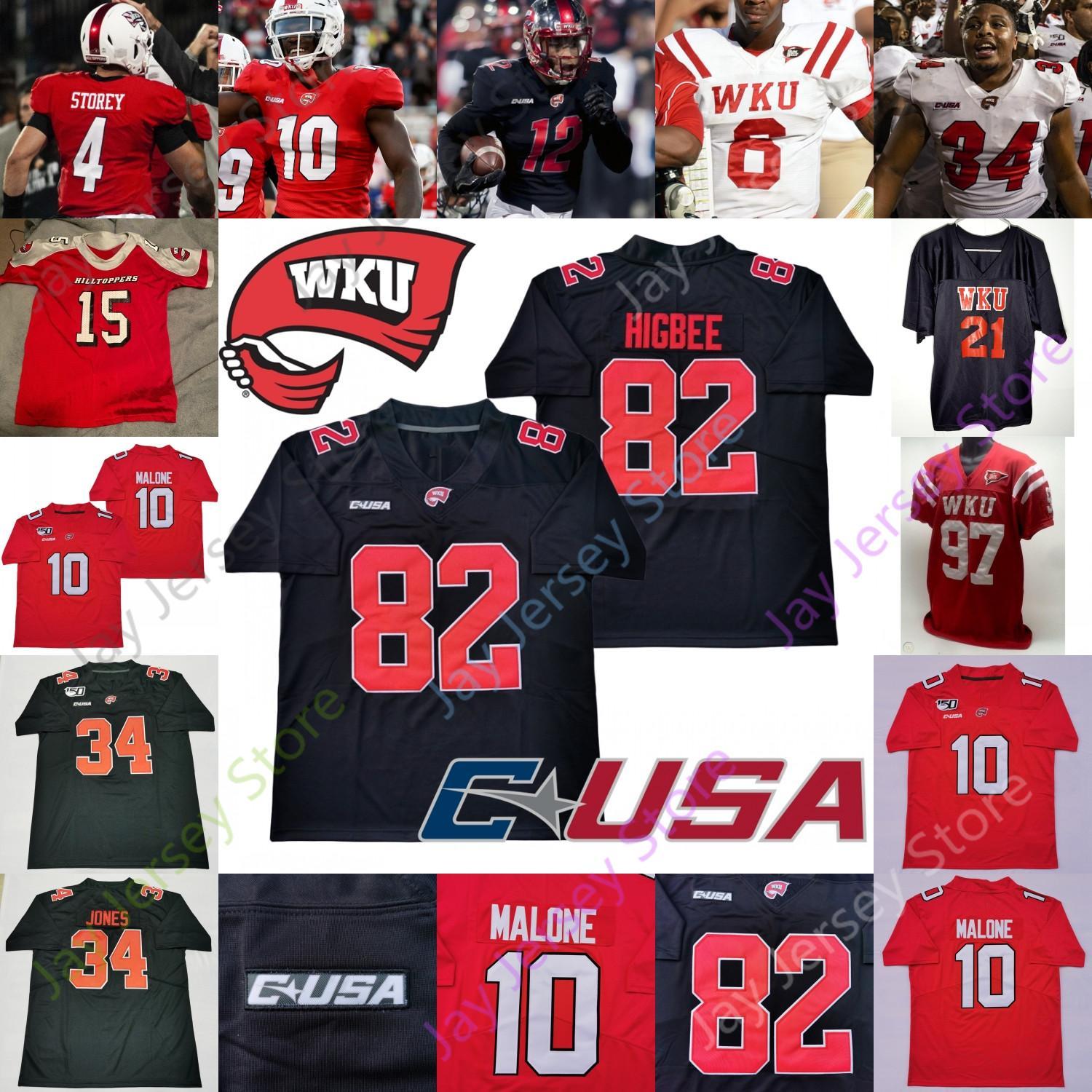 

2022 Western Kentucky Hilltoppers WKU Football Jersey NCAA College 34 Juwuan Jones Kahlef Hailassie Upton Stout Kye Robichaux Bailey Zappe M, White i