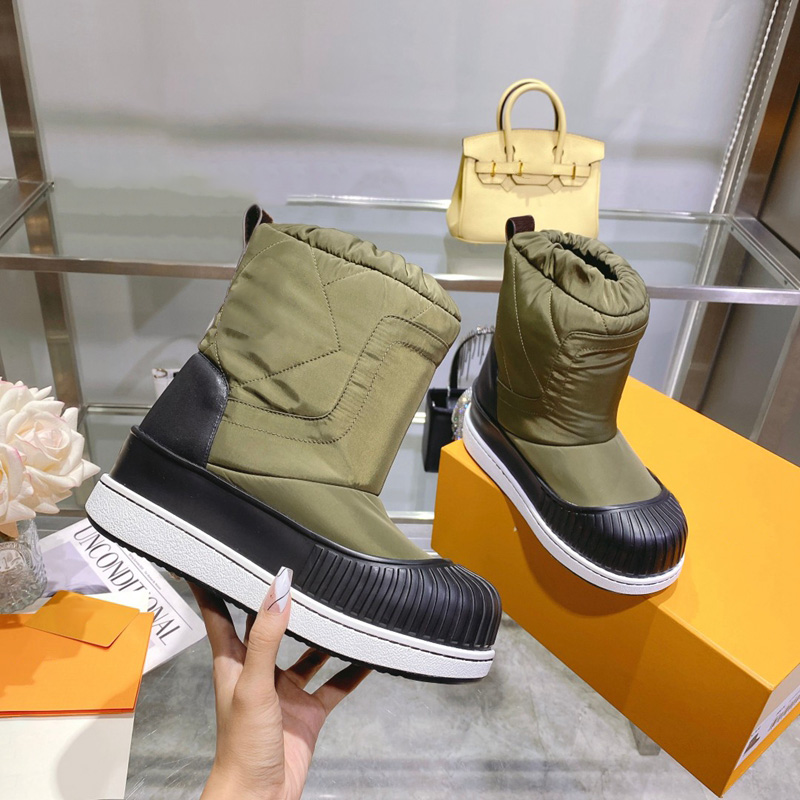 

Women Designer Flat Ankle Snow Boot Slip-on Outdoor Boots Platform Snowboard Boot Half Skiing Booties Platforms Sole