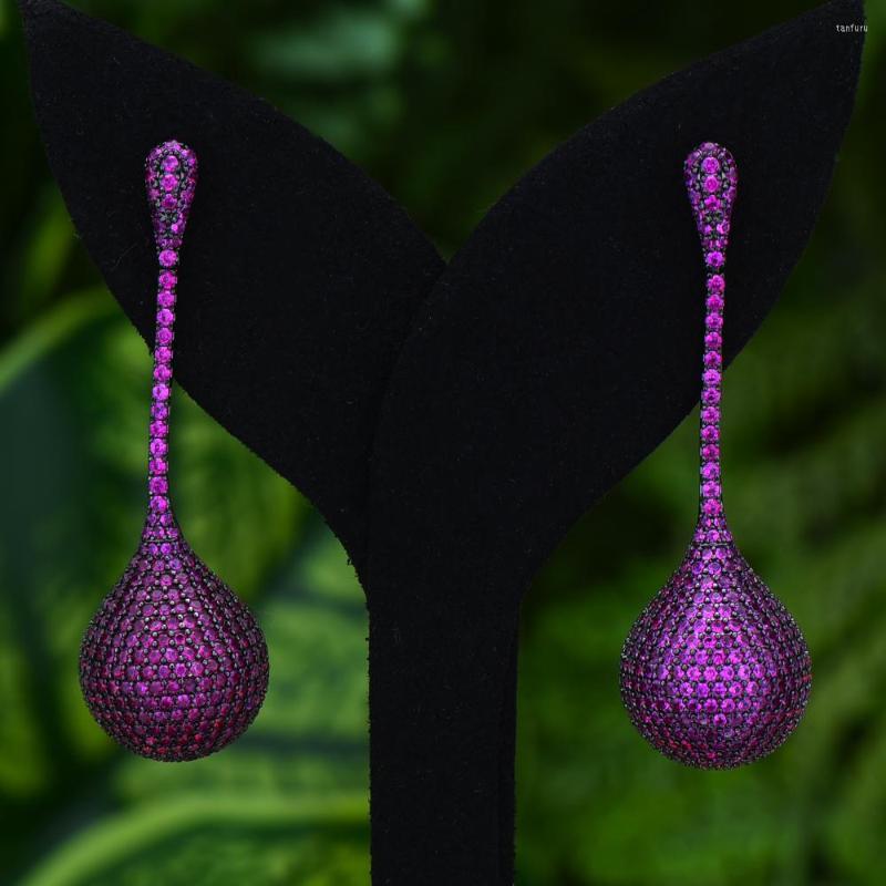 

Dangle Earrings GODKI Jimbora Delicate Waterdrop Pendant Trendy Blue Pink Cubic Zircon Shiny Earring For Bridal Wedding Jewelry