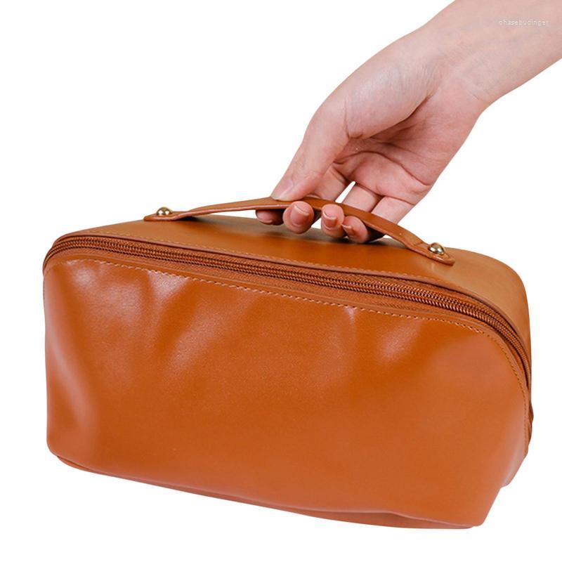 

Nail Art Kits Travel Cosmetic Bag PU Leather Organizer Versatile Zipper Toiletry Accessories Dorm Essentials