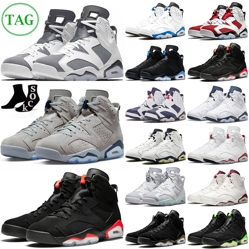 

6 6s Basketball Shoes Cool Grey Toro University Blue Red Oreo Georgetown Midnight Navy Cactus Jack Black Infrared UNC mens trainers outdoor sports sneakers, Mint foam