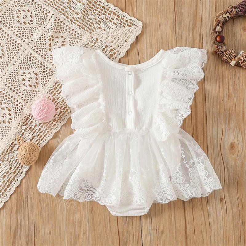 

Girl Dresses Toddler Baby Girls Sleeve Romper Lovely Playsuit Dress Summer White Lace Jumpsuit Tutu Skirt Children 0-18 Months Outfits