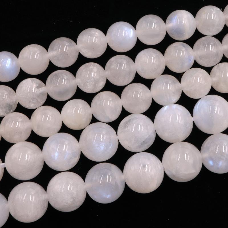 

Beads Natural Moonstone Blue Shine Stone 8 10mm Smooth Round Charm Gemstone For Jewelry Making DIY Women Bracelet Necklace