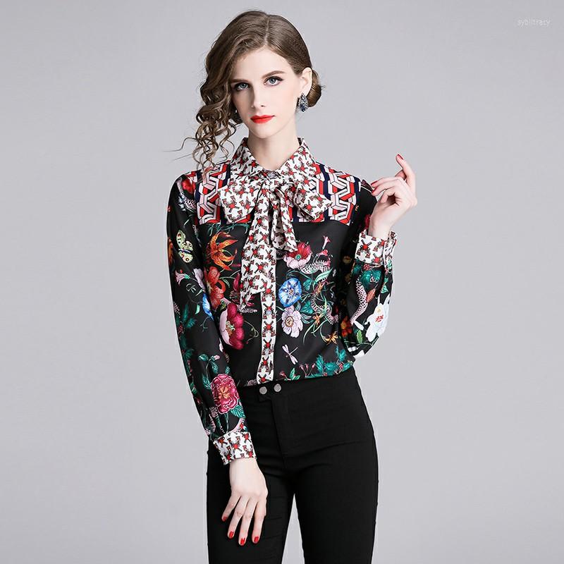 

Women's Blouses Spring Autumn Elegant Slim Shirt Women Long Sleeve Tops Print Vintage Ladies Office Shirts Casual Blusas Mujer De Moda, 6533