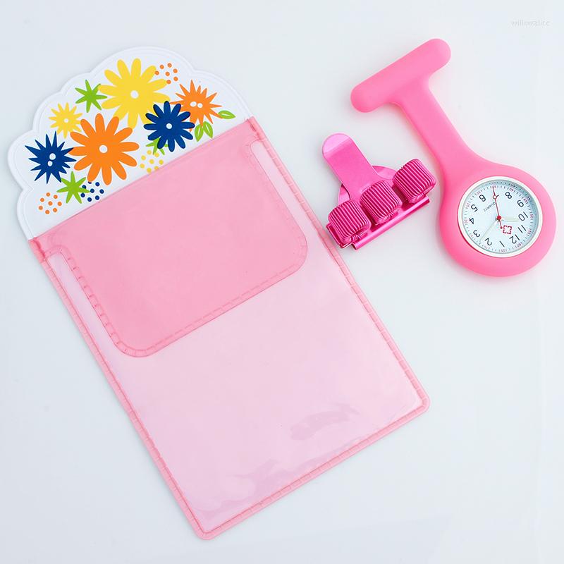 

Pocket Watches Silicone Brooch Watch Pen-bag Fob Quartz Pen Clips Blue Penholder Doctors Dedicated Practical Gift Pink