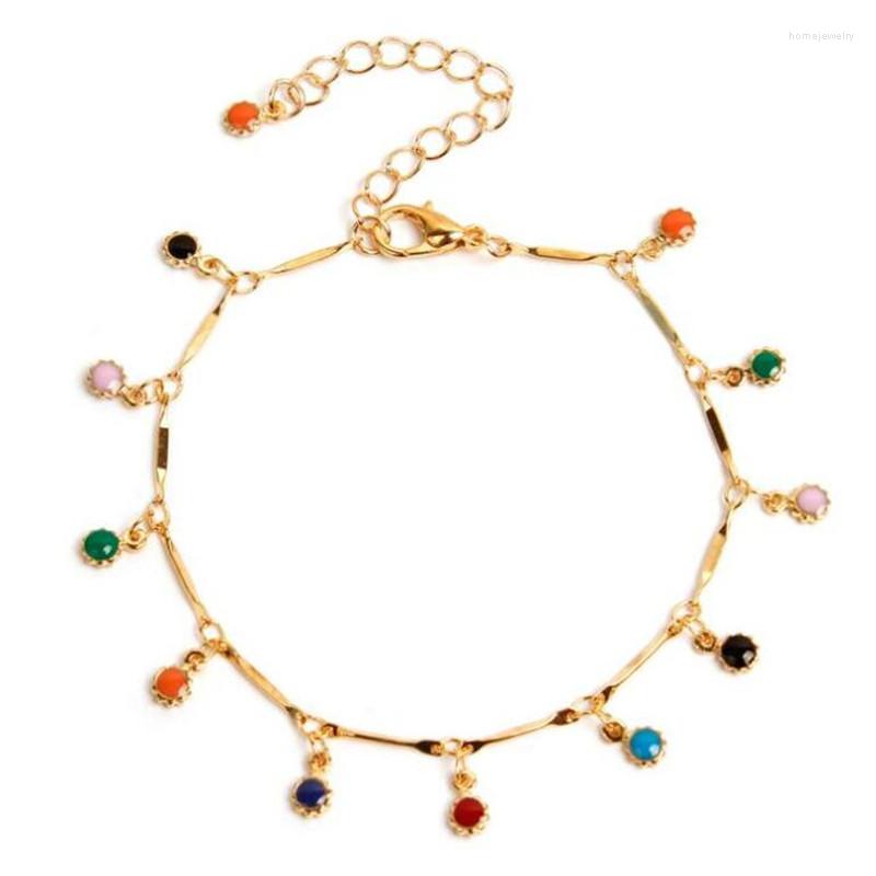 

Link Bracelets Fashion Colorful Crystal Bracelet Gold Silver Color Charm Women's Accessories Bling Girl Gift Wedding Bridal Jewelry
