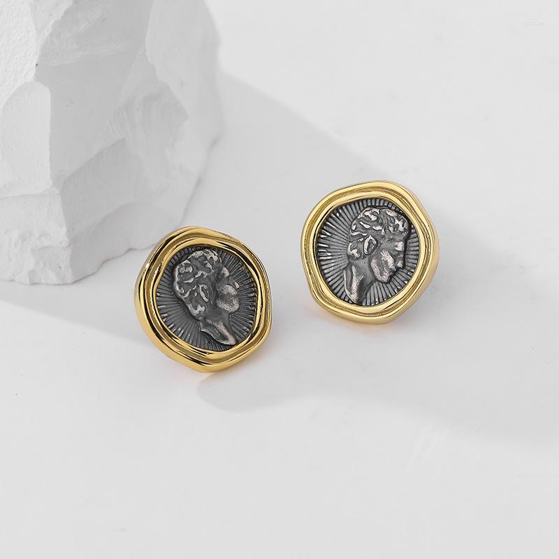 

Stud Earrings Silvology Real 925 Sterling Silver Vintage Head Portrait For Women Irregular Do The Old Ancient Coins Fine Jewelry