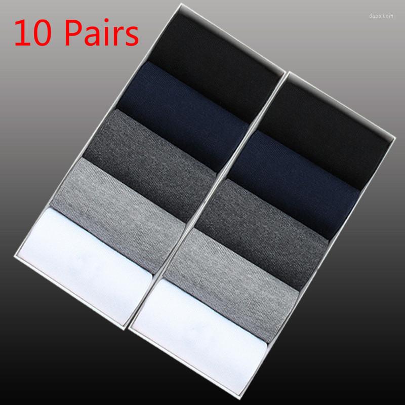 

Men's Socks 10 Pairs/Lot Business High Quality Breathable Comfortable Cotton Pure Color Thin Section Tube, 5 white 5 light gray