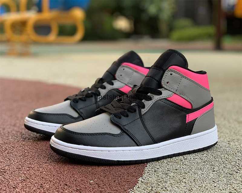 

Shoes Men 1S Jumpman Mid Shadow Black Medium Grey White Women Sneakers Sports, #1