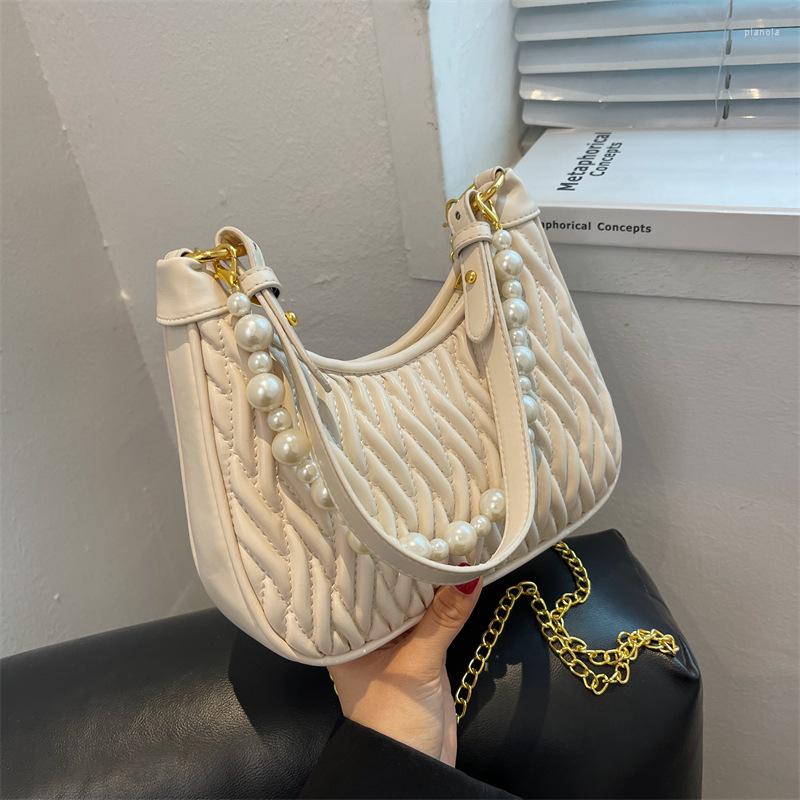 

Evening Bags Pearl Chain Shoulder For Women High Quality Crossbody Women's Bag 2022 Trend Flap Summer Trendy Brand Female Handbags, Black