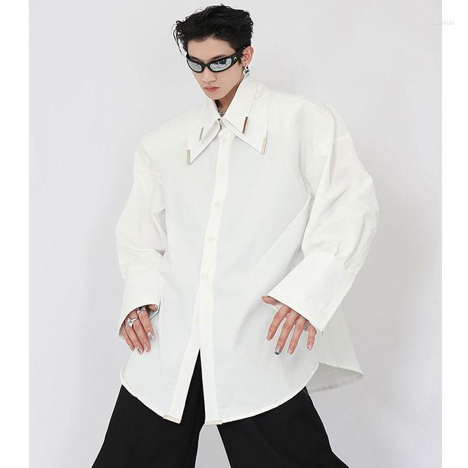 

Men' Casual Shirts 2022 Boys Long Sleeve Cotton White Shirt Spring Summer Handsome Men' Detachable Double Lapel Collar Blouses