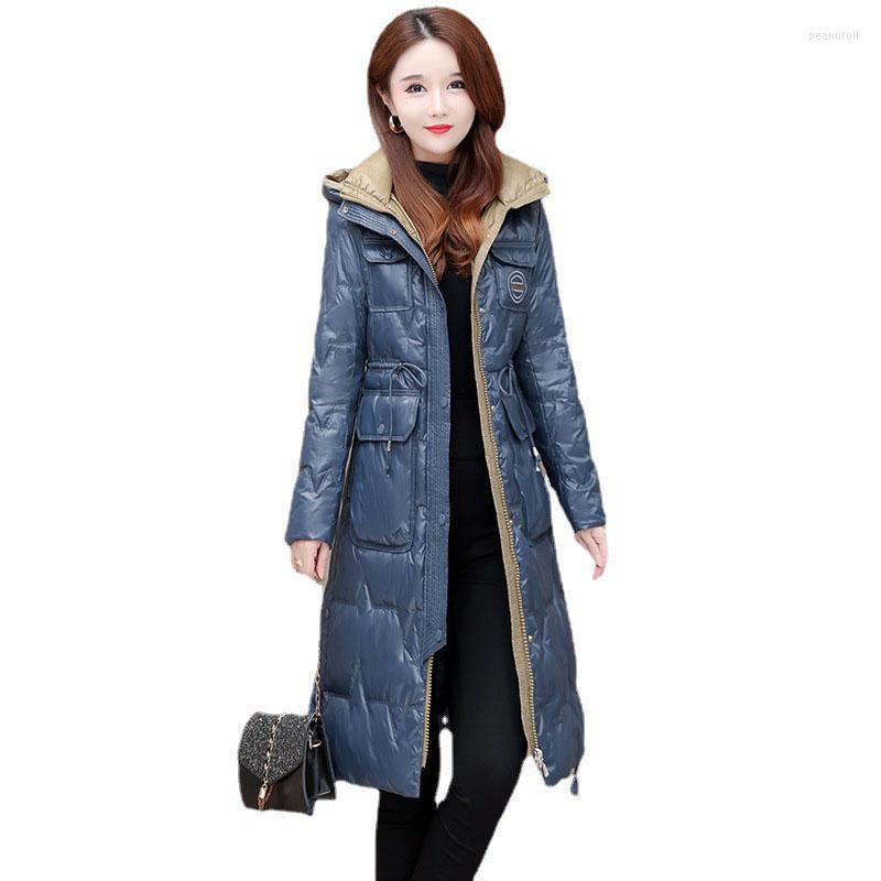 

Women's Down Winter Ladies Warm Light Jacket 2022 Women Slim Hooded Long Overcoat White Duck Loose All-match Female Coat G646, Black
