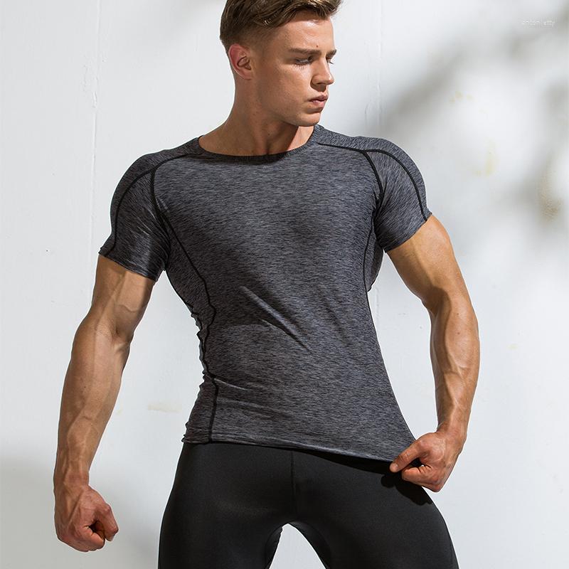 

Men' T Shirts Summer Short Sleeve Casual Slim Tops Men Sportswear Quick Drying Breathable Shirt 2022 Fashion O-Neck Elastic Skinny Tee, 03 dark blue