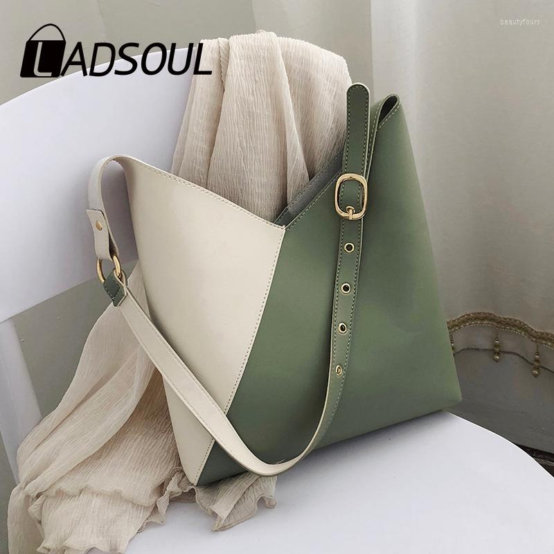 

Evening Bags Splicing Contrast PU Leather Bucket For Women 2022 Summer Crossbody Lady Shoulder Messenger Bag Female Travel Handbags, Brown