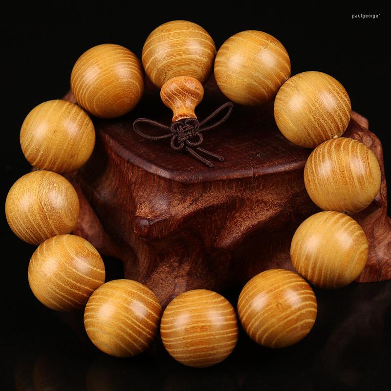 

Strand Sell BIG Natural Extension Wood Bracelets Disc Full Buddha Prayer Beads Bangle Men Jewelry Christmas Gift