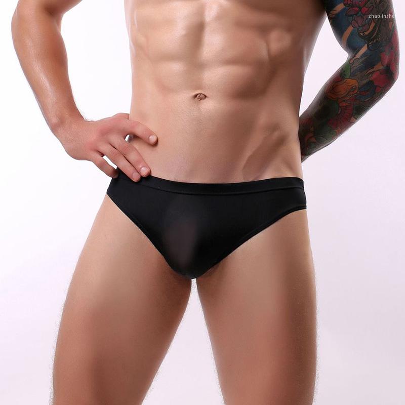 

Underpants 3D Punch Ice Silk Men Underwear Seamless Nylon Briefs Ultra-thin Gay Sexy Pouch Calzoncillos, Black