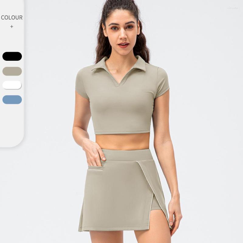 

Active Sets Y22226Set Women Tennis Skirt Set Golf Suit Yoga Leisure Sports Short For Running Badminton Fitness, Color5