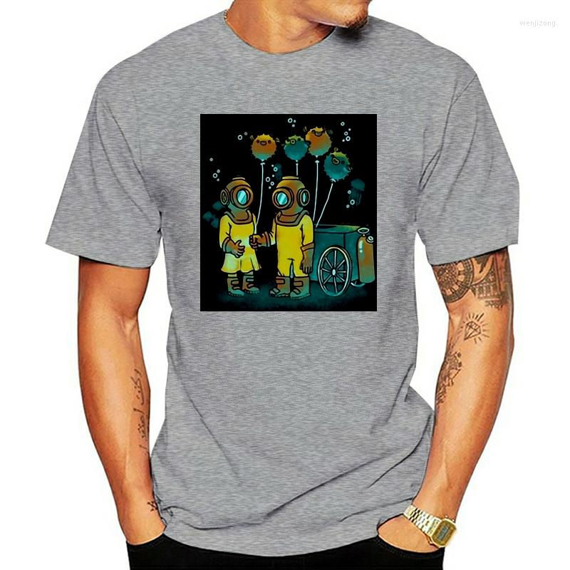 

Men' T Shirts Costume T-Shirt Man The Balloonfish Vendor Short Sleeve Tshirt Round Neck Homme Deep Sea Diver Custom Made, Beige