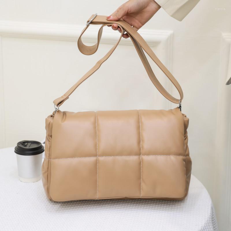 

Evening Bags Big Leather Shoulder For Women Quilted Plaid Crossbody Bag Large Capacity Messenger Ladies Flap Design Handbags Sac, Black