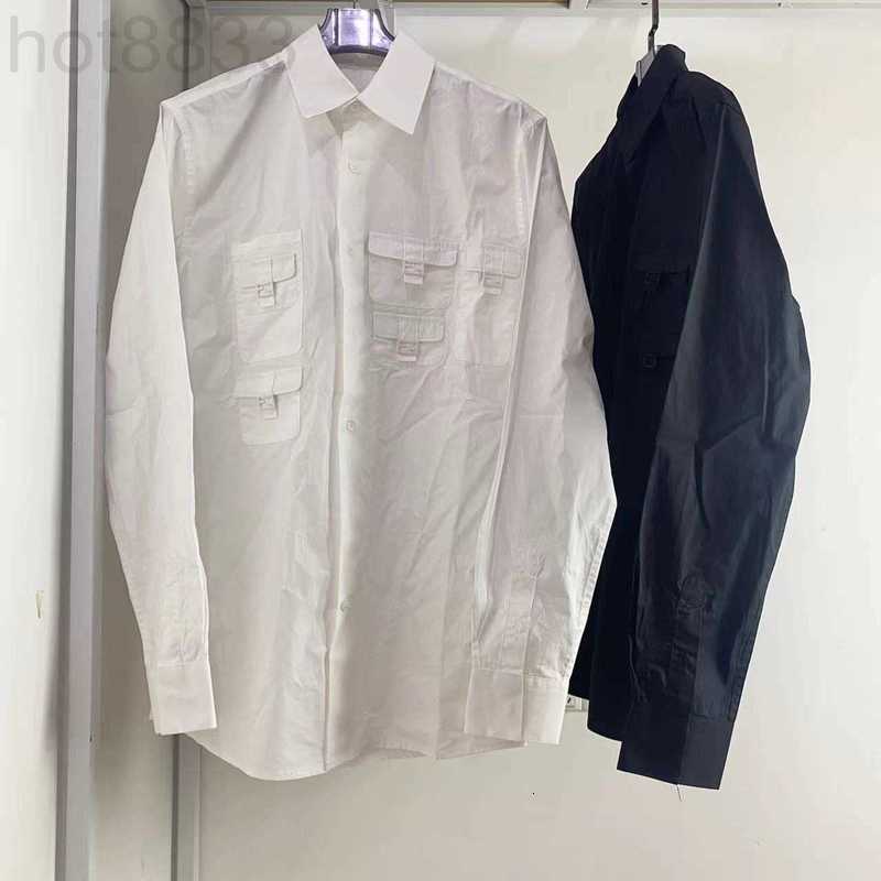 

Men's Casual Shirts Designer Spring 2023 New High Version Long Sleeve Shirt Workwear Style Versatile and Women's Tops Black White 77KR