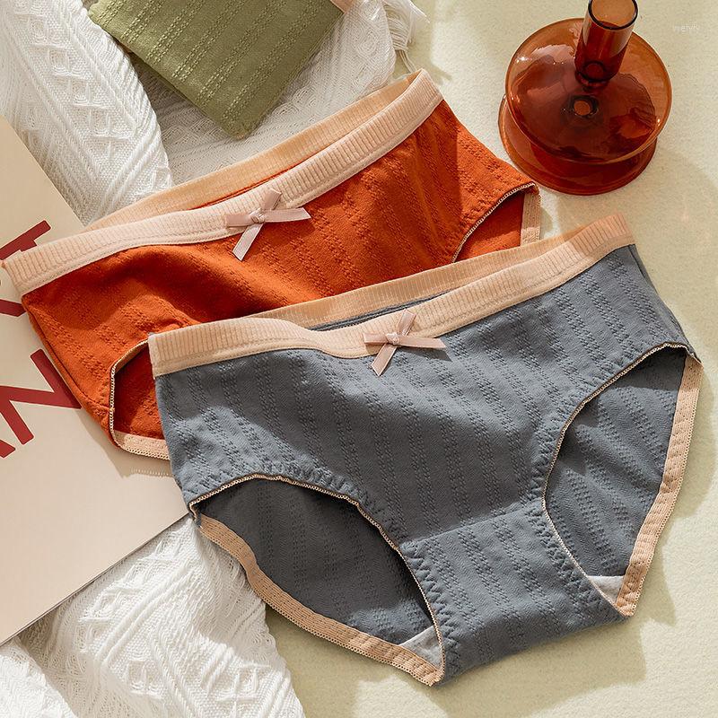 

Women's Panties 4-piece Retention Pure Cotton Underwear Women's Crotch Middle Waist Hip Lifting Sports Sweet Girl Student Briefs Head, Green light blue