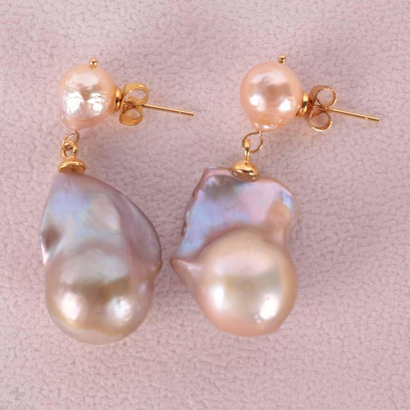 

Dangle Earrings 10-20MM Natural Pink Baroque Pearl Earring 18k Ear Drop Party Hook Accessories Classic Fashion Cultured