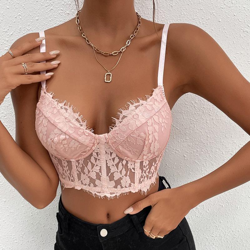 

Camisoles & Tanks Sexy Lace Bra Push Up Bas For Women Bralette Lingerie Wireless Clubwear Tops Brassiere Camis Crop Top Camisole Vest, Pink