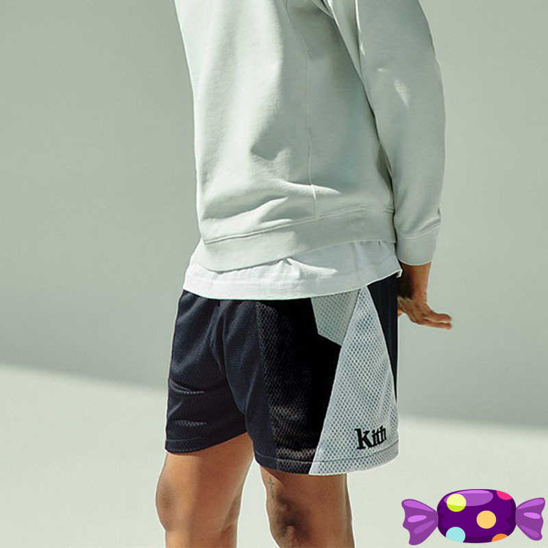

Men's Shorts Summer Style Mesh Breathable Patchwork Colour Men Women KITH Shorts G221214, Dark grey